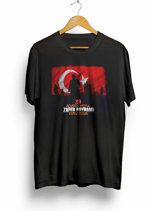 30 Ağustos Atatürk Baskılı T-shirt - Siyah