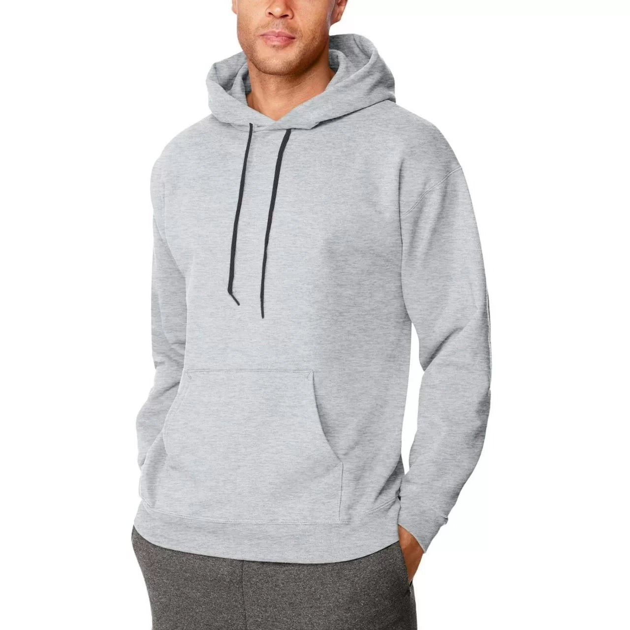 Erkek Uzun Kol Kapşonlu Basic Sweatshirt hoodie - Gri