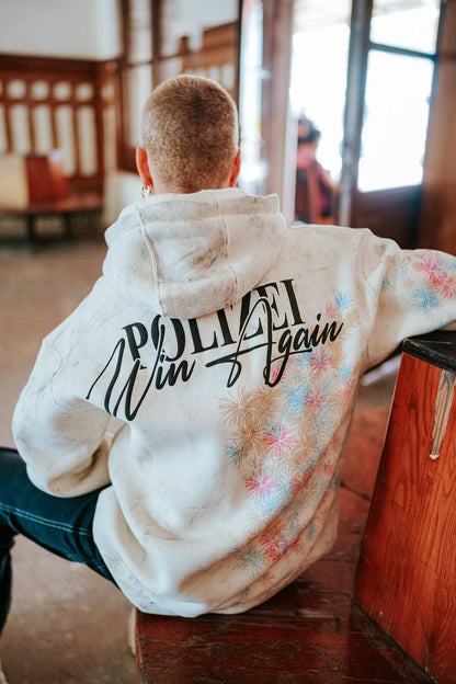 Polizei Uzun Kol Kapşonlu Yıkamalı Baskılı SweatShirt